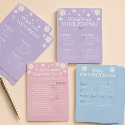 Little Daisy Baby Shower Games for 25 Guests, 75 Sheets, 3 Games - Baby Predictions, What's on Your Phone & Who Knows Mommy Best
