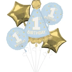 Little Mister One-derful 1st Birthday Foil Balloon Bouquet, 5pc