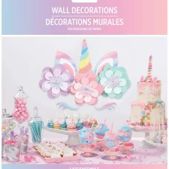 Magical Rainbow Unicorn Floral Cutouts 8ct