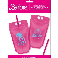 Malibu Barbie Plastic Drink Pouches, 16.9oz, 8ct