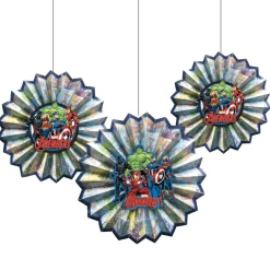 Marvel Powers Unite Paper Fan Decorations 3ct