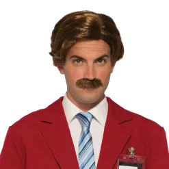 Men's Anchorman Ron Burgundy Wig and Mustache
