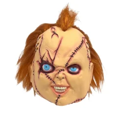 Men's Bride of Chucky Overhead Latex Chucky Mask with Hair and Stitches