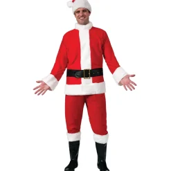 Men's Flannel Santa Suit with Faux Fur Trim
