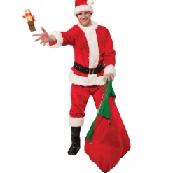 Men's Flannel Santa Suit with Faux Fur Trim