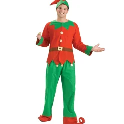Men's Red and Green Holiday Helper Elf Costume