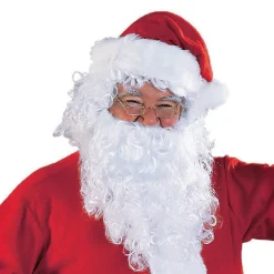 Men's White Santa Beard And Wig Set - Economy