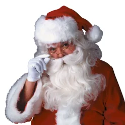 Men's White Santa Beard And Wig Set - Super Deluxe
