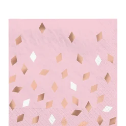 Metallic Blush Birthday Napkins, 5in, 16ct, Assorted Options
