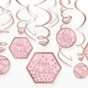 Metallic Blush Birthday Swirl Decorations 12ct