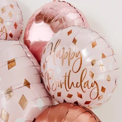 Metallic Blush Happy Birthday Foil Balloon, 18in