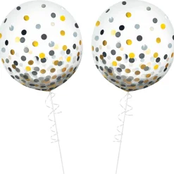 Metallic Confetti Balloons - 24in, 2ct, Assorted Colors
