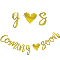 Metallic Gold Coming Soon Letter Banner