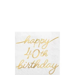 Metallic Golden Age Happy Birthday Paper Beverage Napkin, 5in, 16ct, Ages