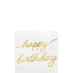 Metallic Golden Age Happy Birthday Paper Beverage Napkin, 16ct
