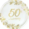 Metallic Gold Happy 50th Anniversary Paper Dinner Plates, 10.5in, 8ct