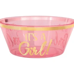 Metallic Gold & Pink It's a Girl Plastic Serving Bowl