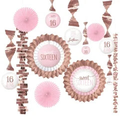 Metallic Gold & Pink Sweet 16 Decorating Kit 13pc