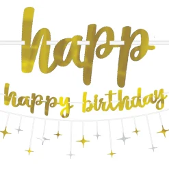 Metallic Gold & Silver Birthday Banners 2ct
