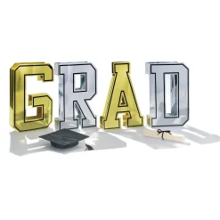 Metallic Gold & Silver Grad Cardstock Centerpiece Kit, 18in, 4pc
