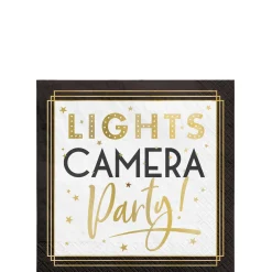 Metallic Lights Camera Party Paper Beverage Napkins, 5in, 40ct - Awards Night