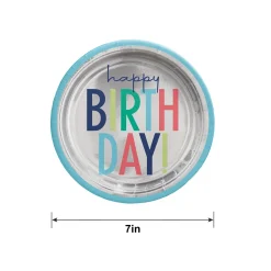 Metallic Modern Birthday Paper Dessert Plates, 7in, 8ct