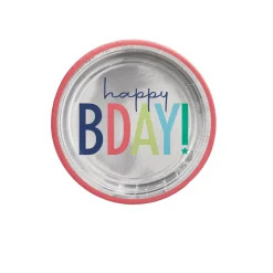 Metallic Modern Birthday Paper Dessert Plates, 7in, 8ct