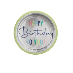 Metallic Modern Birthday Paper Dessert Plates, 7in, 8ct