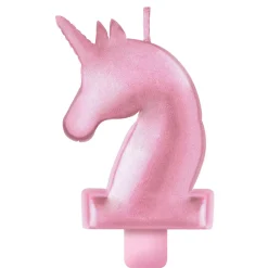 Metallic Pink Enchanted Unicorn Birthday Candle