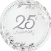Metallic Silver Happy 25th Anniversary Paper Dinner Plates, 10.5in, 8ct