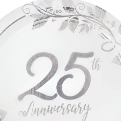 Metallic Silver 25th Anniversary Paper Dessert Plates, 7in, 8ct
