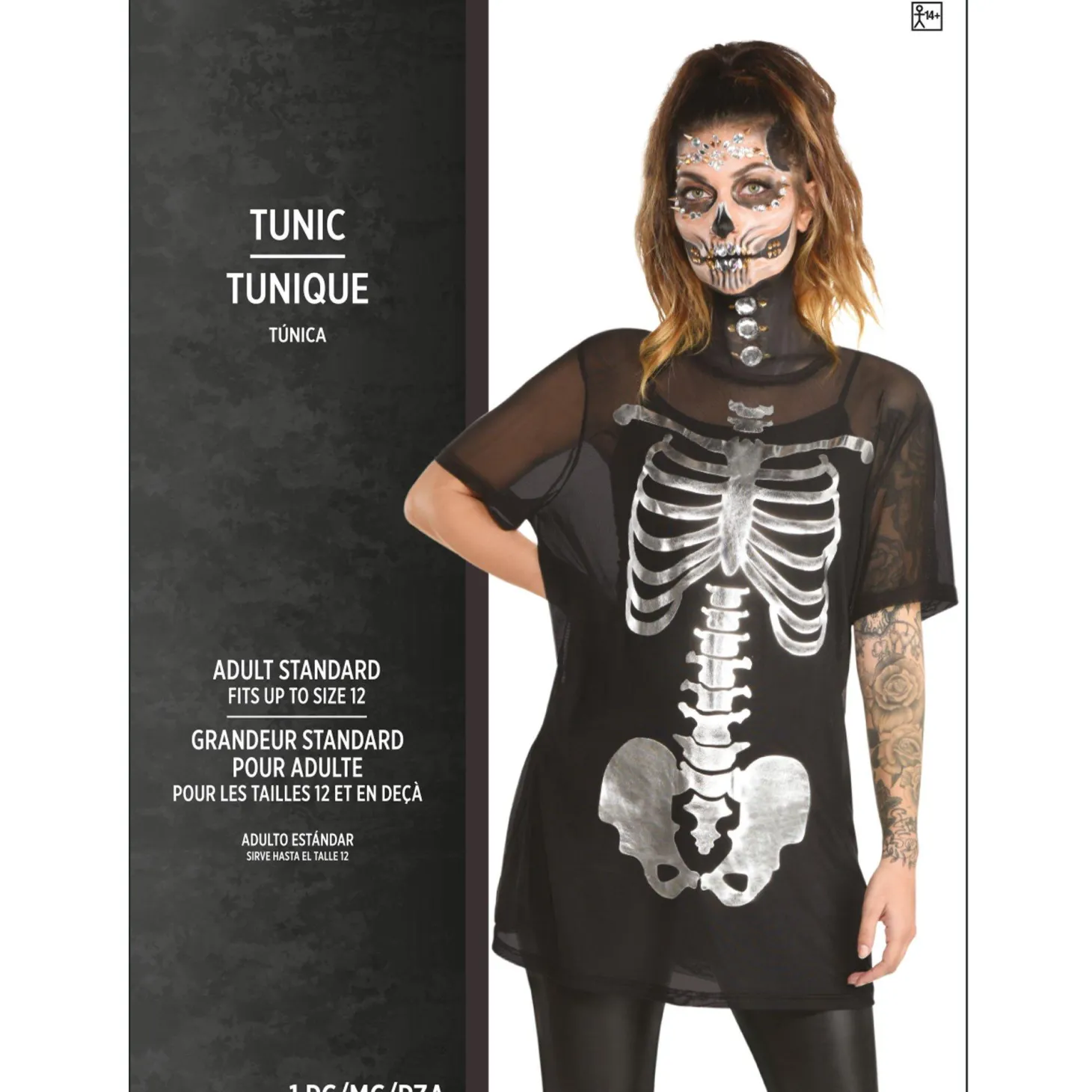 Metallic Skeleton Mesh T-shirt Dress for Adults
