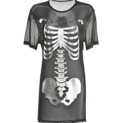 Metallic Skeleton Mesh T-shirt Dress for Adults