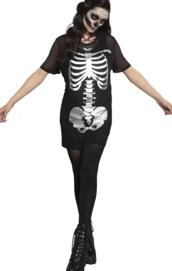 Metallic Skeleton Mesh T-shirt Dress for Adults