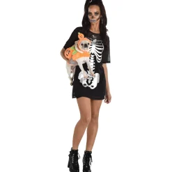 Metallic Skeleton Mesh T-shirt Dress for Adults