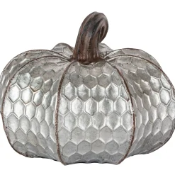 Metal-Look Stone & Resin Pumpkin, Sizes 5.9in x 4.5in and 4.7in x 4.9in