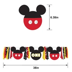 Mickey Mouse Forever 1st Birthday Fabric & Ribbon High Chair Decoration, 38in