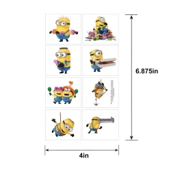 Minions Temporary Tattoos, 1 Sheet, 8 Tattoos - Despicable Me 4