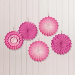 Mini Paper Fan Decorations, 6in, 5ct, Assorted Colors