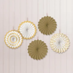 Mini Paper Fan Decorations, 6in, 5ct, Assorted Colors