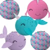 Mini Shimmering Mermaids Narwhal Paper Lanterns, 5in, 5ct
