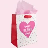Mini Sprinkle Happy Heart Day Paper Gift Bag, 7.75in x 9.5in
