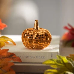 Mirrored Glass & Foam Pumpkin Decoration, Assorted Colors, Multiple Sizes