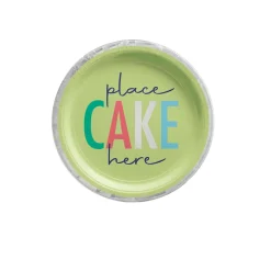 Modern Birthday Let's Eat Cake Paper Dessert Plates, 7in, 8ct