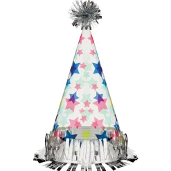 Modern Birthday Starry Plastic Party Hat, 10.5in