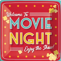 Movie Night Square Paper Dinner Plates, 10in, 20ct