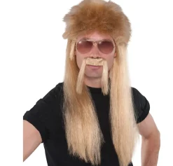 Mullet Wig & Mustache, Assorted Colors