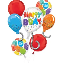 Multicolor Birthday Celebration Foil Balloon Bouquet, 5pc