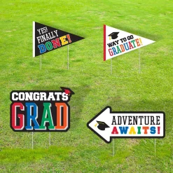 Multicolor Congrats Grad Corrugated Plastic Yard Sign Set, 4pc