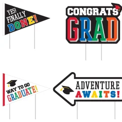 Multicolor Congrats Grad Corrugated Plastic Yard Sign Set, 4pc